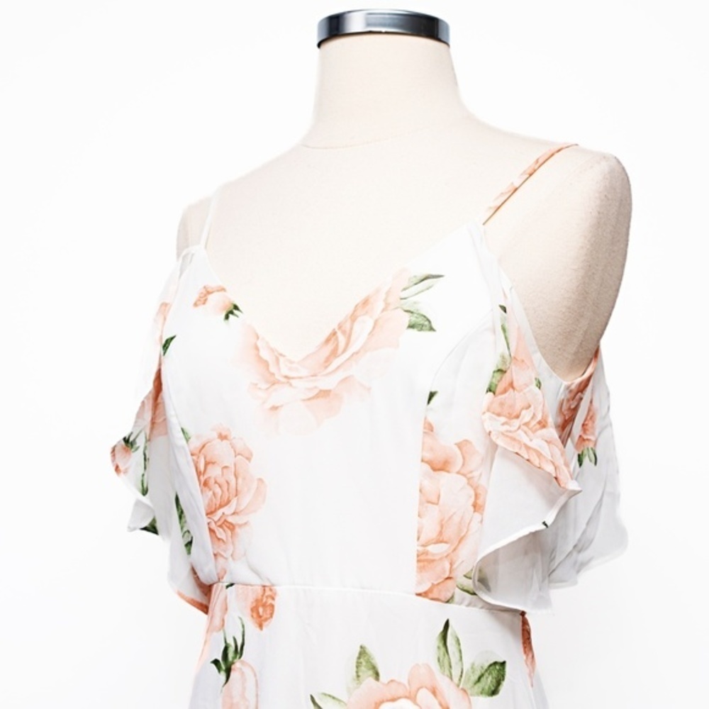 Lulu's White Maxi Dress with Blush Floral Print - Picture 6 of 12